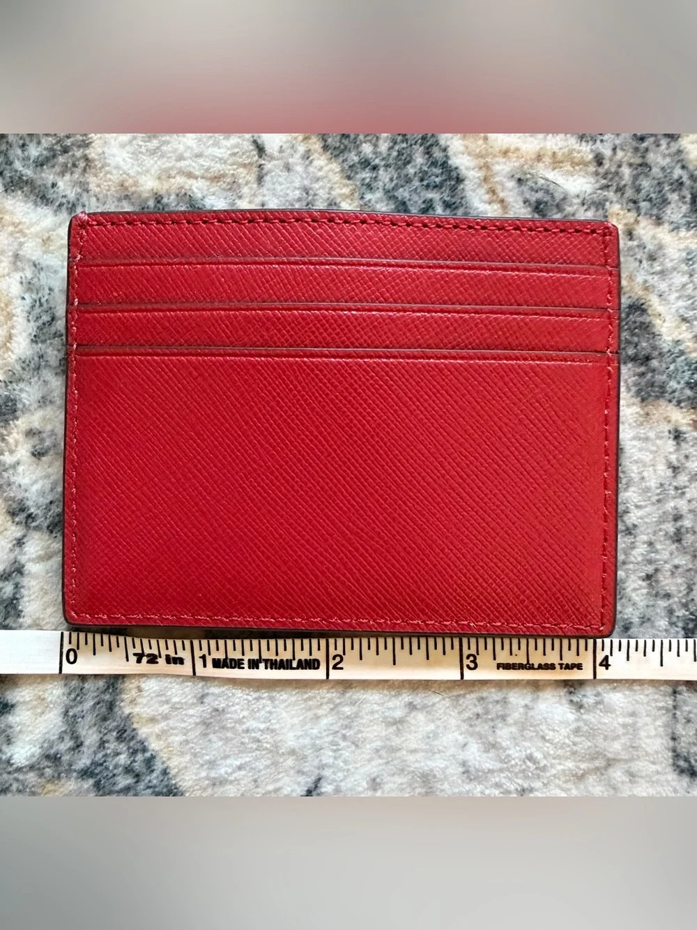 Kate Spade Red Saffiano Leather Card Holder with Gold Logo